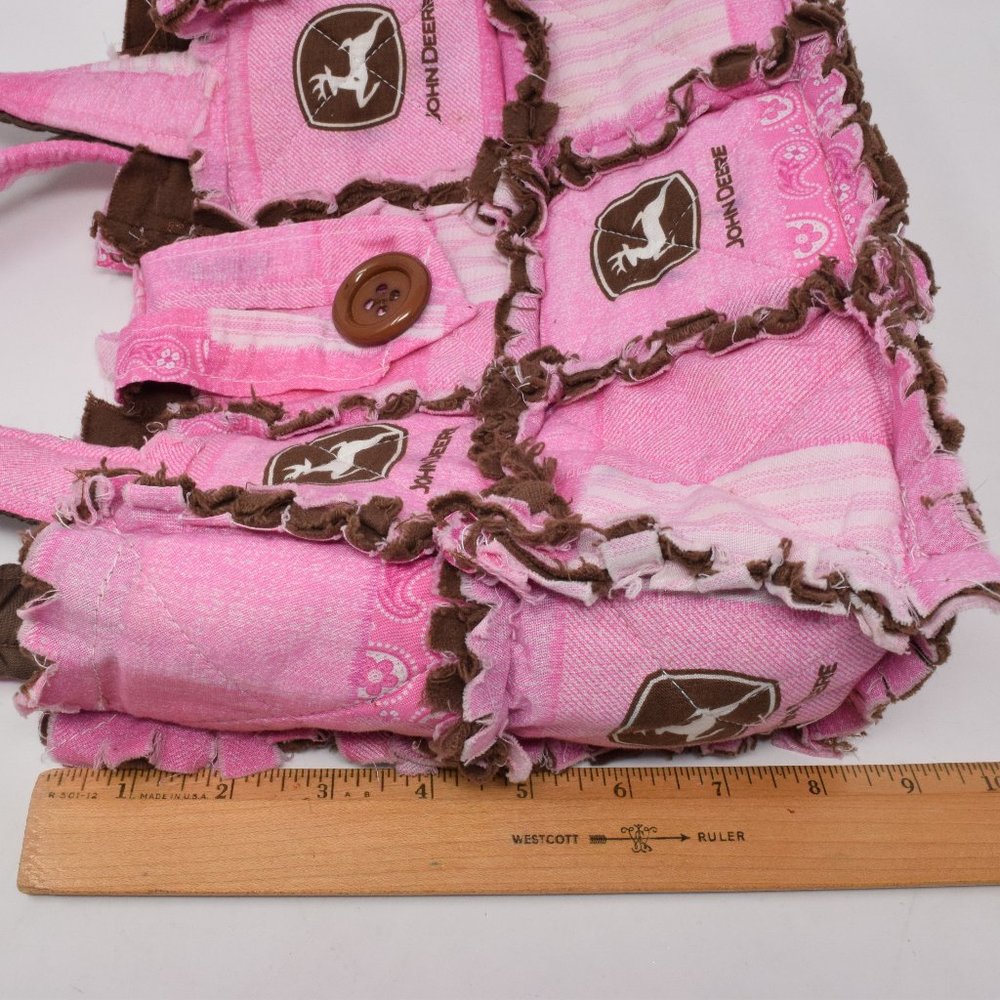 John Deere Handmade Purse Quilt Pink Brown White - Picture 9 of 15